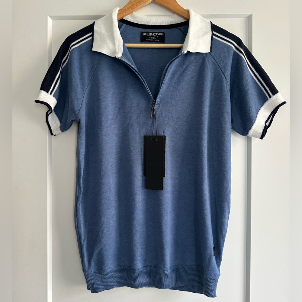 NWT Eighth Avenue New York Quarter Zip Polo Short Sleeve Size Small